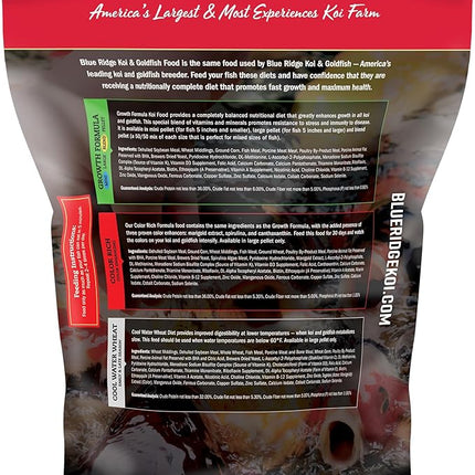 Blue Ridge Koi Fish Food 5lb - Koi Food Large 3/16" Growth Formula, Goldfish Food, Premium Fish Food for Ponds, Ponds Fish Food, Floating Pond Pellets