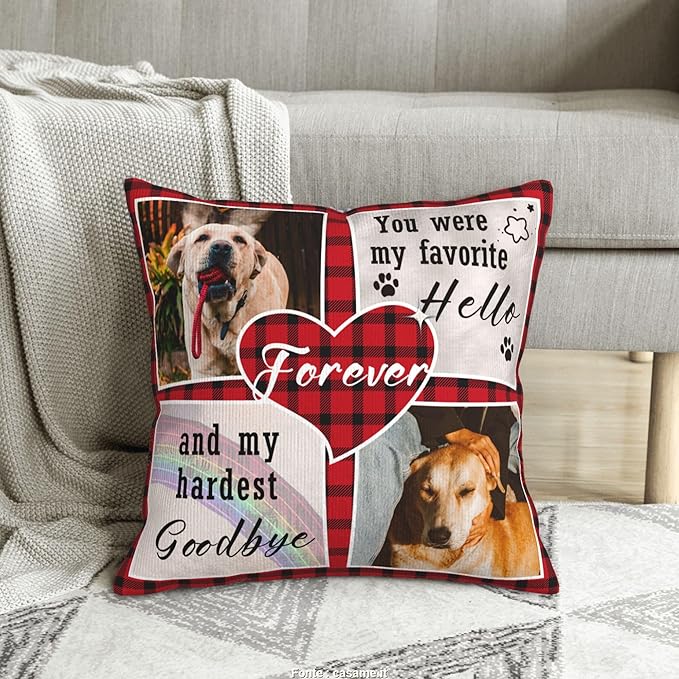 Funnylife Personalized Pet Memorial Throw Pillow with Photo Pet Memorial Gifts for Dogs Cats Loss of Dog Sympathy Gift Dog Bereavement Remembrance Picture Pillow