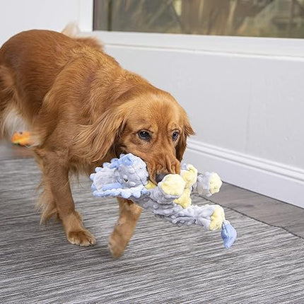 goDog Dinos Frills Squeaky Plush Dog Toy with Chew Guard Technology, Durable Fabric & Squeaker for Active Play, Gray, Large