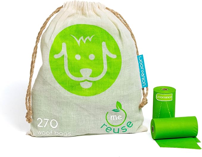 Woofpanion Home Compostable Dog Poop Bags Rolls | Leakproof & Extra-Durable | Plant-Based Certified Home Compostable Poop Bags for Dogs | Dissolves Completely & No Microplastics | 18 Pack | 270 bags