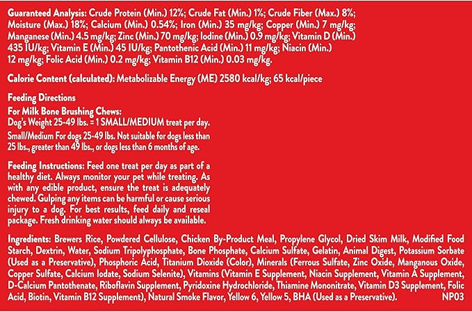 Milk-Bone Original Brushing Chews, Small/ Medium Daily Dental Dog Treats, 9 Count (Pack of 5) Scrubbing Action Helps Clean Teeth