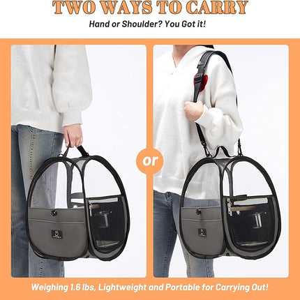 Bird Carrier for Travel with Clear Windows, Breathable Safe Fabric, Lightweight Small Bird Cage with Tray, Stand and Feeder, Portable Pet Bag for Parrot, Vet Visit, Outdoor, Small Animals