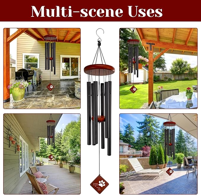 Pet Memorial Gifts with 6 Tuned Tubes, 26" Dogs Memorial Wind Chimes for Outside, Loss of Dog Sympathy Gift, Remembrance Gift in Memory of Dog Cat for Garden, Patio and Home