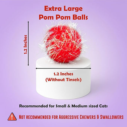 30 Pieces 1.2 inches Sparkle Pom Pom Balls for Cat - Interactive Glitter Balls, Multicolor, Best as Kitten Play Toys