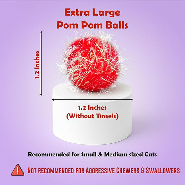 30 Pieces 1.2 inches Sparkle Pom Pom Balls for Cat - Interactive Glitter Balls, Multicolor, Best as Kitten Play Toys