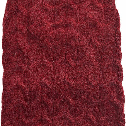 Blueberry Pet Classic Fuzzy Textured Knit Pullover Crew-Neck Dog Sweater in Burgundy Red, Back Length 22", Pack of 1 Clothes for Dogs