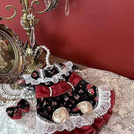 Fashion Sweet Puppy Dog Lace Princess Dress for EXTRAL Small and Small Dog A-red Medium