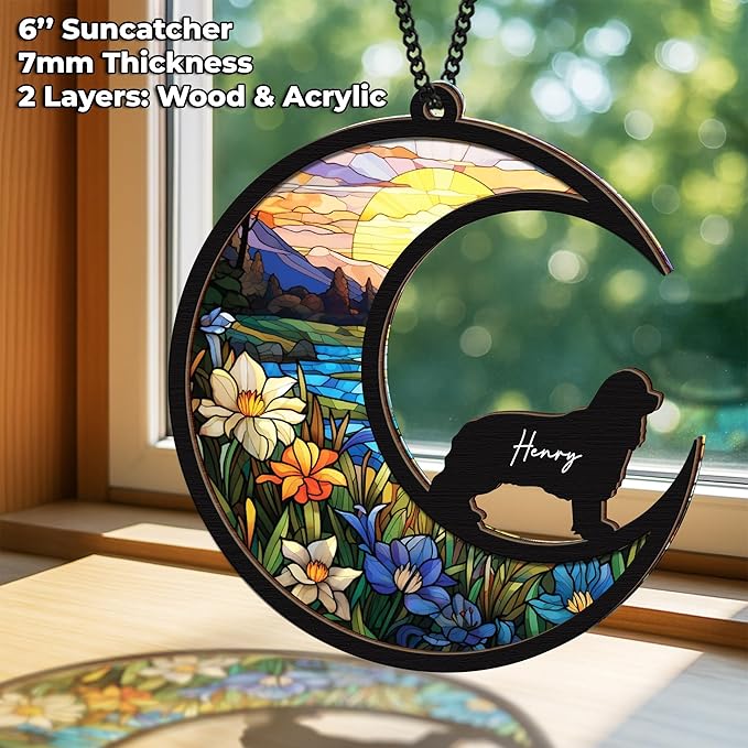 6'' Cavalier King Charles Spaniel Memorial Suncatcher, Custom Name Breed, Pet Ornament Window Car Hanging, Sympathy Gift for Loss of Pet, Remembrance Gift for Dog Lovers 21-SS1