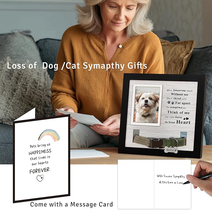 Dog Loss Gifts,Pet Memorial Frame with Collar Holder,Dog and Cat Collar Memorial Frame,Pet Memorial Gift for Dogs,Pets Loss Sympathy Gift for Pet Lover,Dog Moms-TSMW