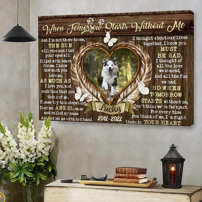 Dem Canvas Personalized Canvas Prints, Sympathy Gifts, Dog Loss Gifts, When Tomorrow Starts Without Me, Pet Memorial Gifts, Dog Memorial Pet Loss (36x24)