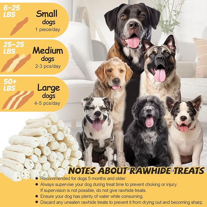 ASMPET Dog Treats Chews, 6.5" Chicken Wrapped Rawhide Knotted Bones Dental Care Chews for Small Medium Large Breeds（4 Pieces）