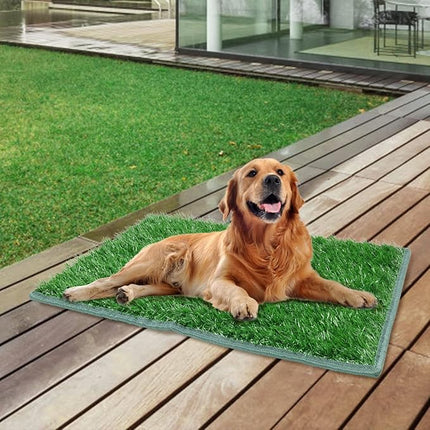 Artificial Grass Pad for Dogs (2 Pack),Replacement Fake Grass Turf Mat for Puppy Indoor Potty Training, Reusable Dog Pee Grass Patch,Easy to Clean & Strong Permeability (20"x25"-Hemmed Edge Grass)