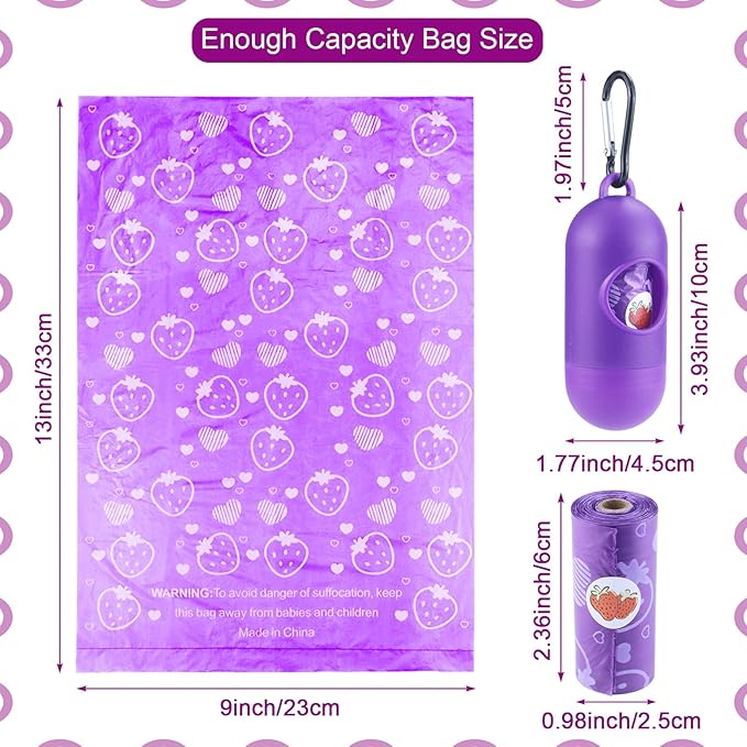 Dog Poop Bags 300 Count, Leak Proof & Scented Waste Bags for Dog Walking, Park/Backyard Cleanup - Eco Friendly Poop Bags for Small/Medium/Large Dogs (Purple)