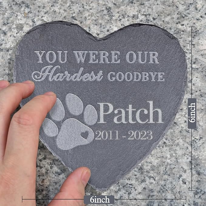 Personalized Pet Loss Memorial Stones - Sympathy Gifts for Dogs - Paw Print Remembrance Headstone