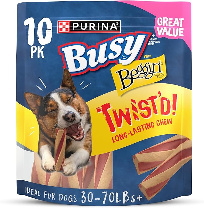 Purina Busy With Beggin' Dog Treats, Twist'd - 10 Count (Pack of 1)
