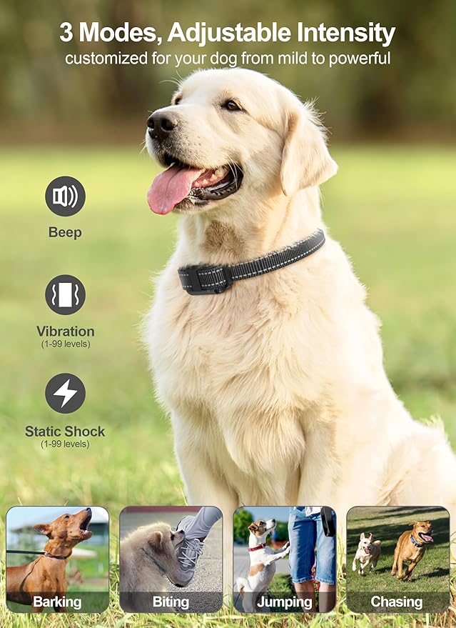 F-color Dog Shock Collar with Remote Control - 2600FT Dog Training Collar 3 Pack with Beep Vibration Shock and Light, Waterproof E Collar for Dogs Training for Large Medium Breeds