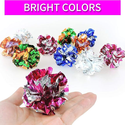 Andiker 10PC Cat Crinkle Balls, 2.36 Inches 5 Colors Kitten Balls Interactive Cat Toys for Indoor Cats to Chew, Chase, Swat, Bite, Hunt to Kill Time and Keep Fit(10 pcs)