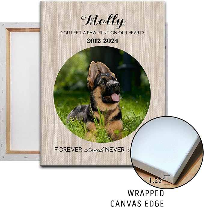 Personalized Pet Memorial Gifts for Dogs Customized Gifts for Dogs Cats Custom Loss of Pet Sympathy Gift Canvas Dog Loss Gift Canvas with Picture Name