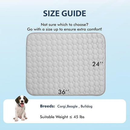 MICROCOSMOS Summer Cooling Mat & Sleeping Pad- Water Absorption Top, Materials Safe, Easy Carry, EZ Clean. Keep Cooling for Pets, Kids and Adults.(Grey, 36" x24")