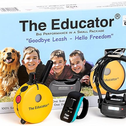 Educator E-Collar Humane Dog Training Collar with Remote, Features 100 Levels of Safe Stimulation, Tapping Sensation, Night Light, Waterproof, Rechargeable, 3/4 Mile 1 Dog, Yellow
