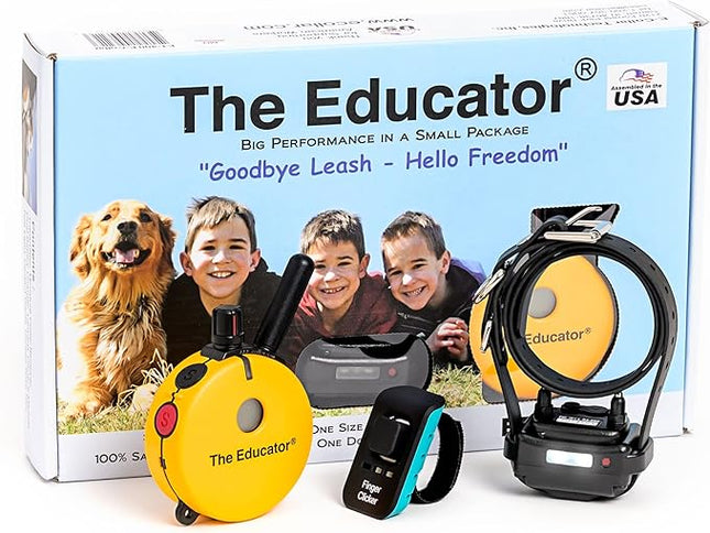 Educator E-Collar Humane Dog Training Collar with Remote, Features 100 Levels of Safe Stimulation, Tapping Sensation, Night Light, Waterproof, Rechargeable, 3/4 Mile 1 Dog, Yellow