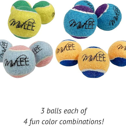 Midlee X-Small Dog Tennis Balls 1.5" Pack of 12 (Assorted, 1.5 inch)