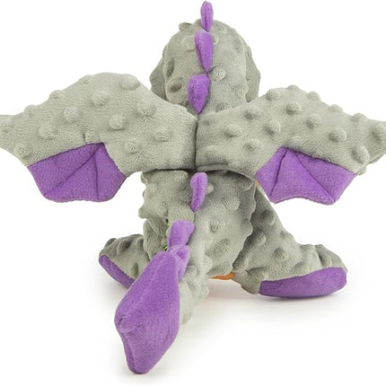goDog Dragons Squeaky Plush Dog Toy with Chew Guard Technology, Durable Fabric & Squeaker for Active Play, Gray, Large