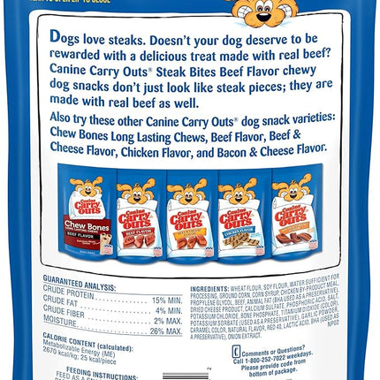 Canine Carry Outs Dog Treats, Steak Bites, 22.5 Ounce (Pack of 4), Made with Real Beef