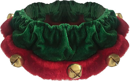 Huxley & Kent Ruff Pet Scrunchy | Elf (Small) | Festive Christmas/Holiday Neckwear for Dogs/Cats | Fun Stretchable Costume Accessory | Soft Collar with Bells