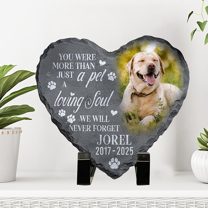 Personalized Dog Memorial Gifts for Loss of Dog, Custom Pet Memorial Stone with Photo Name Date, Stones for Dogs, Gift for Cat Lovers, Bereavement Sympathy Gift for Pet Lover, Quote 9