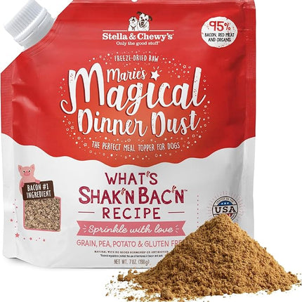 Stella & Chewy's Freeze-Dried Raw Marie's Magical Dinner Dust - Premium Bacon Dog Food Topper with Organic Fruits & Vegetables - Perfect for Picky Eaters - 7oz