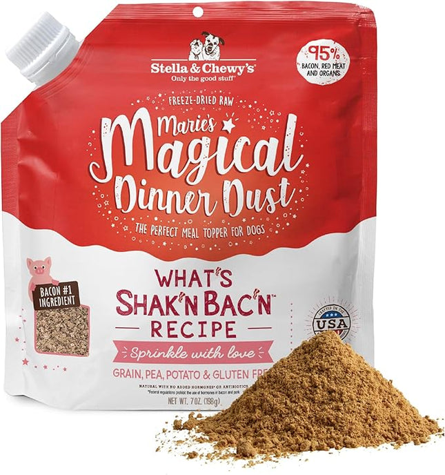 Stella & Chewy's Freeze-Dried Raw Marie's Magical Dinner Dust - Premium Bacon Dog Food Topper with Organic Fruits & Vegetables - Perfect for Picky Eaters - 7oz