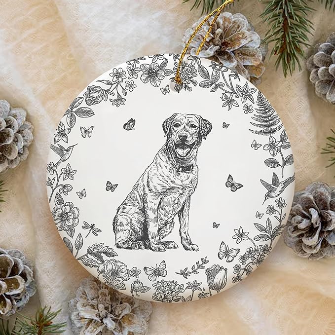 Personalized Chinoiserie Toile Pet Memorial Ornament – Custom Dog or Cat Christmas Ornament – Personalized with Name and Date – Custom Pet Picture Ornament – Pet Lovers Gift