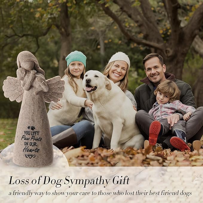 Pet Memorial Gifts for Dogs - Dog Bereavement Sympathy Gift, Loss of Dog Remembrance Keepsake with “You Left Paw Prints on Our Hearts”,Ideal for Rainbow Bridge & Pet Loss Memorial(Granite)