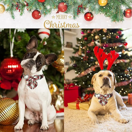 ARING PET Christmas Dog Collar, Cute Xmas Pet Collar with Sailor Bowtie Red and Green Plaid Bow Tie Collars with Metal Buckle for Puppy Small Medium Large Boy Girl Dogs-XS
