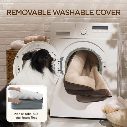 Bedsure Self Warming Orthopedic Dogs Bed for Small Dogs - Washable Small Dog Bed Waterproof, Comfort Pet Couch with Removable Cover, Supportive Foam Pets Sofa with Nonskid Bottom, Brown