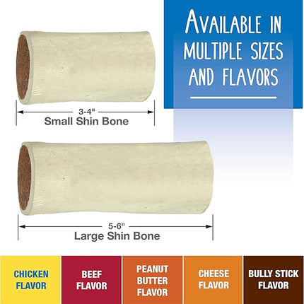 Cadet Stuffed Shin Bone, Long-Lasting Dog Chew Bones for Aggressive Chewers, High Protein Filled Bone Dental Chew for Dogs, Bully Stick Flavor Filling, 5-6" for Large Dogs