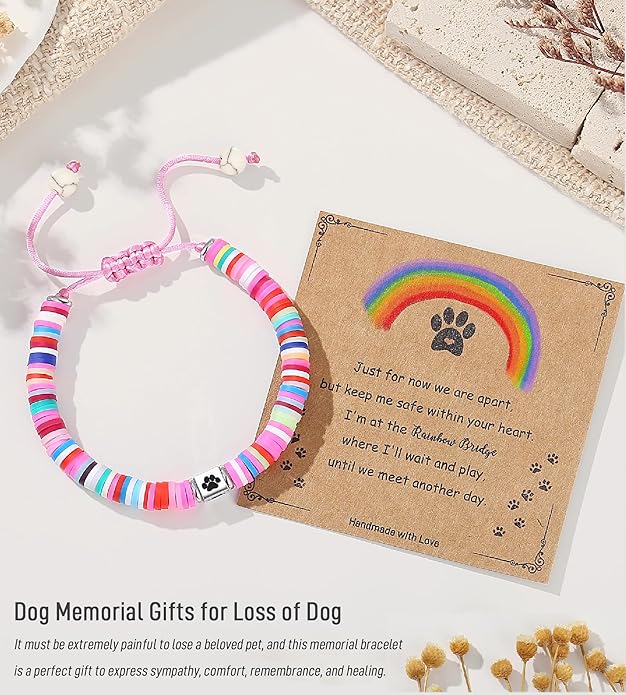TONY & SANDY Dog Memorial Gifts, Pet Sympathy Rainbow Bridge Pet Memorial Bracelet for Men Women Girls Who Loss of Beloved Dog Cat