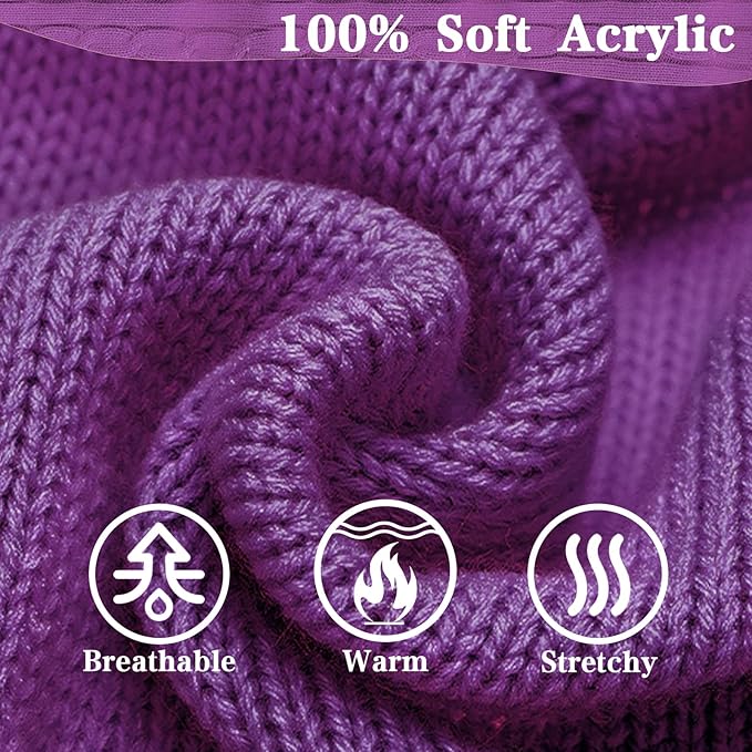 PUPTECK Winter Dog Cat Sweater Coat - Soft Cold Weather Clothes Knitwear for Kitties & Small Dogs Indoor Outdoor Walking Warm, Knitted Classic for Doggies Kitties Girls Boys, Purple L