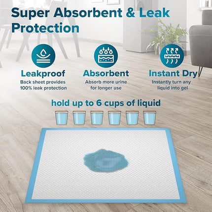 Large Puppy Pads 100 Count - 24" x 24" Pee Pads for Dogs with Adhesive Sticky Tapes, Ultra Absorbent Dog Pads, Perfect for Incontinent Dogs and Potty Toilet Training