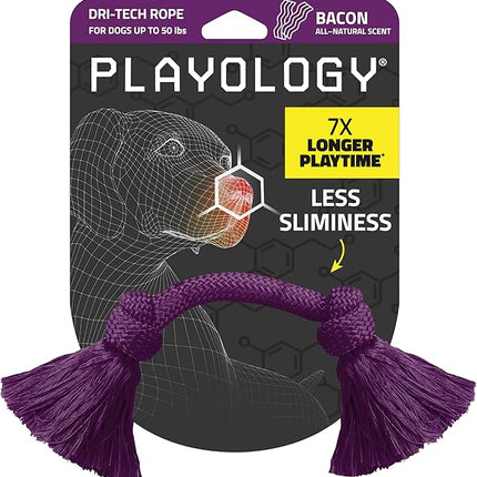 Playology Dog Toys | Dri-Tech Rope Toy Tug of War Rope for Aggressive Chewers | Medium Bacon Scented Toy - Easy to Clean and Made from Non Toxic Materials