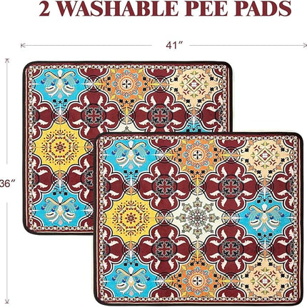 Qeils Christmas Washable Pee Pads for Dogs, 2 Pack Reusable Puppy Pads 36"x41" Super Absorbent Leakproof Dog Training Pads, Non-Slip Potty Pads for Crate, Floor, Couch, Whelping Pads Puppy Supplies