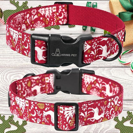 ARING PET Christmas Dog Collar, Cute Red Reindeer Cotton Lightweight Xmas Pet Collars for Puppy Small Medium Large Dogs-XS