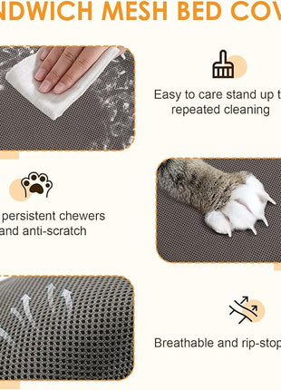 Cat Desk Bed, 360° Rotating & Adjustable Shelf Mount, Elevated Cat Hammock with Washable Air Mesh Fabric Nest, Breathable & Comfortable for Indoor Kitten Cats