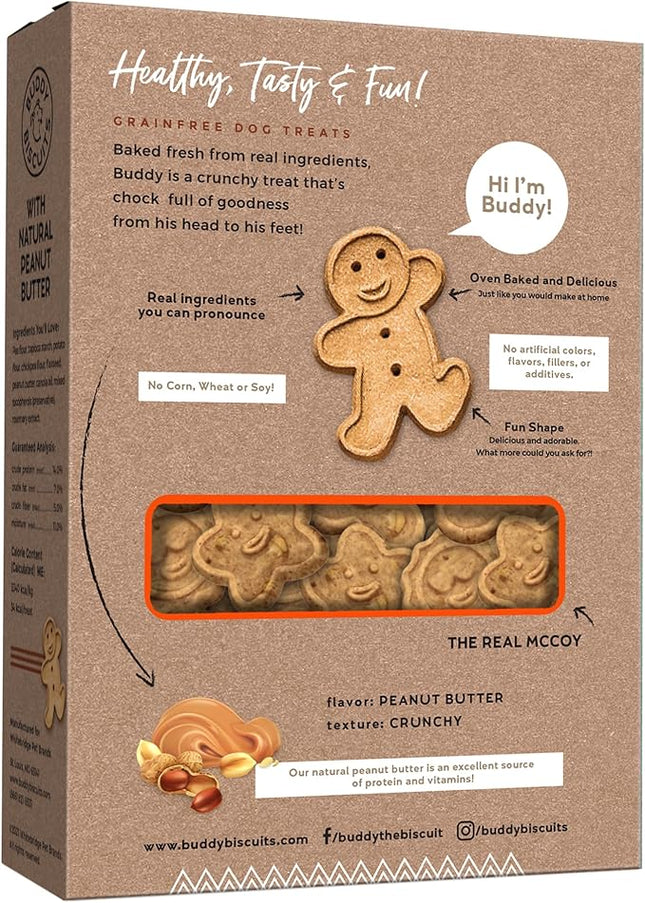 Buddy Biscuits 14 oz. Box of Grain-Free Crunchy Dog Treats Made with Natural Peanut Butter
