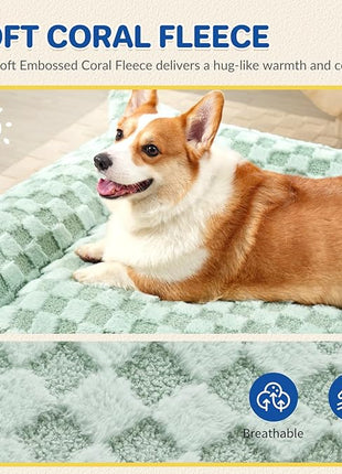 Cat Bed Cat Couch for Puppy and Kitten, Fluffy Pet Sofas Medium Dog Sofa Bed, Supportive Cats Sofa for Indoor Cats, Washable Cover & Non-Slip, 32 inch, Green