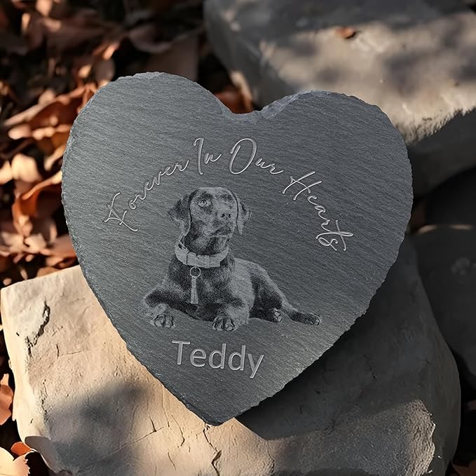 Personalized Pet Memorial Stone, Dog Memorial Gifts, Pet Loss Sympathy Gift, in Memory of Dog Cat - Forever in Our Hearts（Heart）