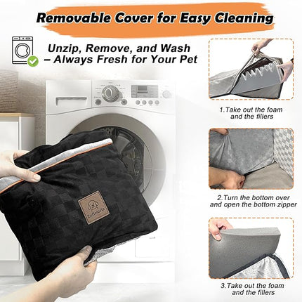 Large Dog Car Seat for Back Seat – Removable Dog Booster Seat & Washable Pet Car Seat for Medium & 2 Small Dogs up to 60lbs – Safety Straps & Storage Pocket – Travel & Home Use (Gray/Black)