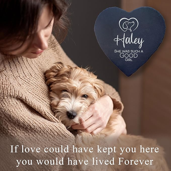 Dog Memorial Gifts for Loss of Dog, Cemetery Decorations for Grave, Pet Loss Sympathy Gift, Personalized Remembrance Garden Stone, Cat Lovers Heaven Grave Markers Bereavement Headstone (A11H)