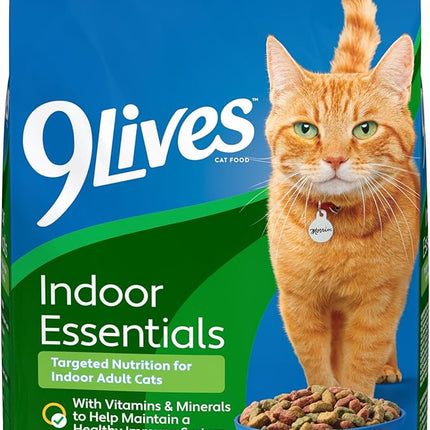 9Lives Indoor Essentials Dry Cat Food for Adult Cats with Chicken & Salmon Flavors, 3.15 lb. Bag (Pack of 4)